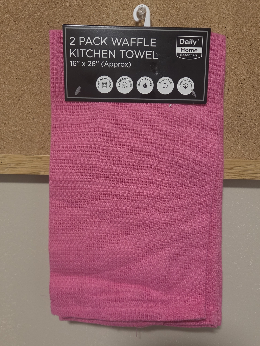 Daily Home Essentials Hot Pink Waffle Kitchen Towels - 2 Pack